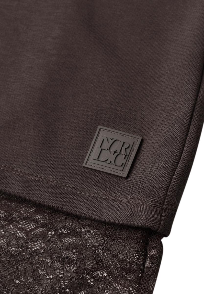 Damen Langarm Shirt mit Rundhals und Spitzenkante