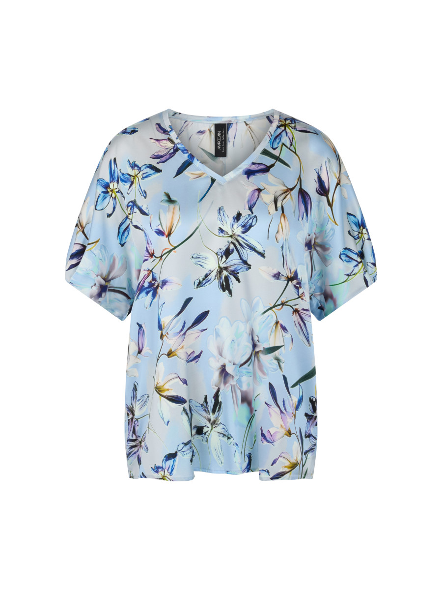 Seidenblusenshirt mit Lilienprint
