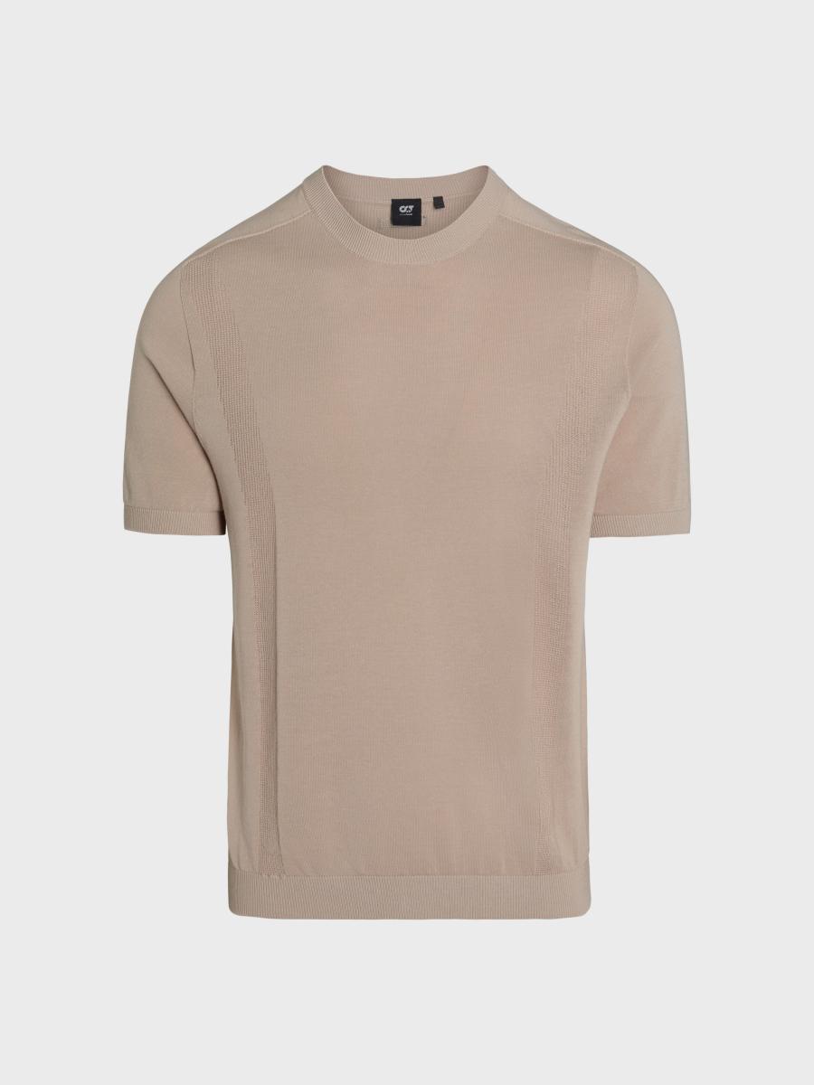 Herren Strick-T-Shirt Fino aus Baumwoll-Leinen-Mix