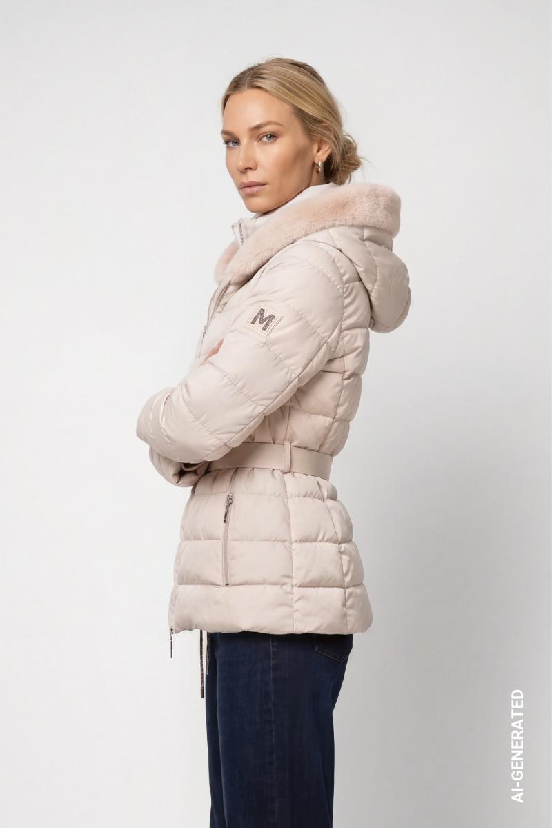 Damen Steppjacke Mit Taillengürtel