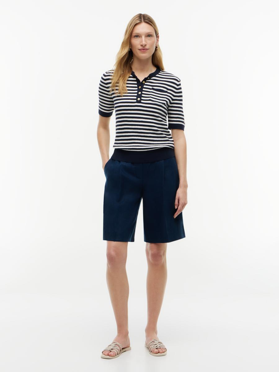 Damen T-Shirt Gold Button Henley
