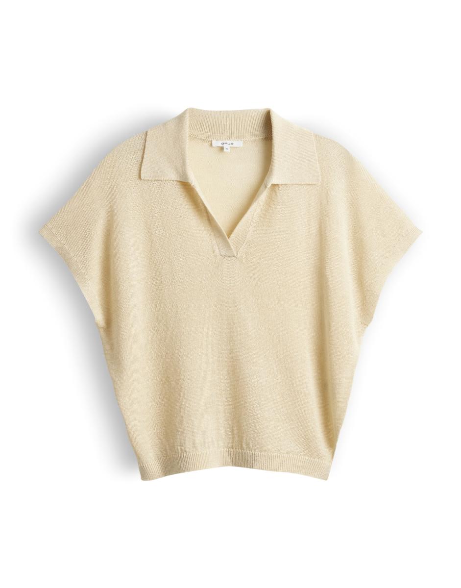 Damen Kurzarm-Strick-Poloshirt Pazil