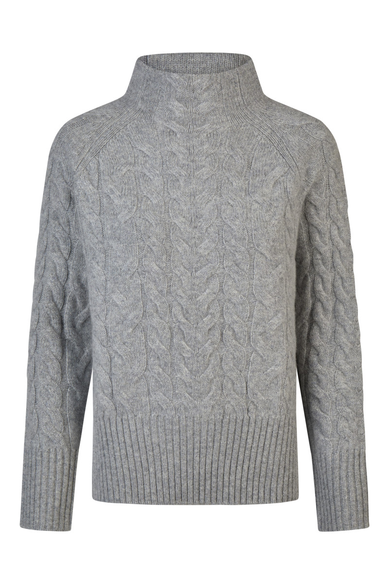 Damen Zopfstrickpullover Turtleneck Cashmere