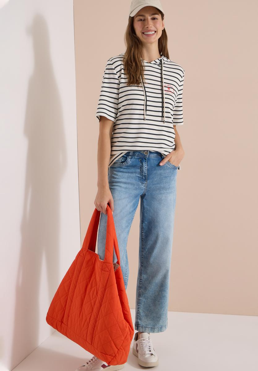 Damen Kurzarm Kapuzenshirt