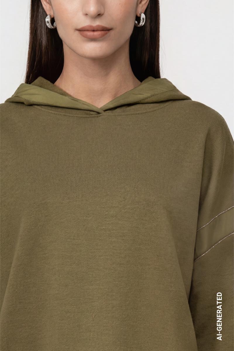Damen Sweatshirt mit Stoffeinsatz