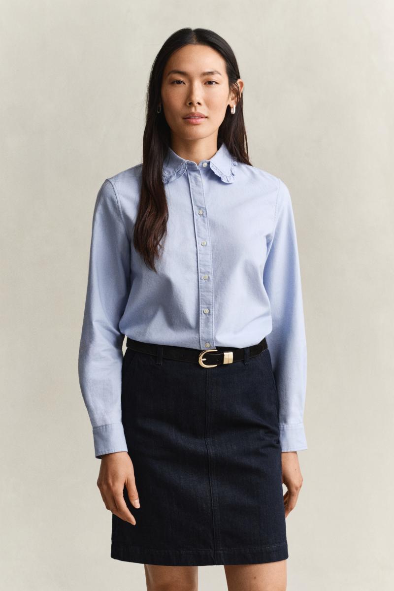 Classic Oxford-Bluse mit Rüschen