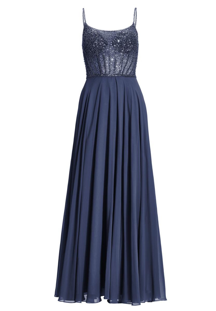 Chiffonkleid mit besticktem Top