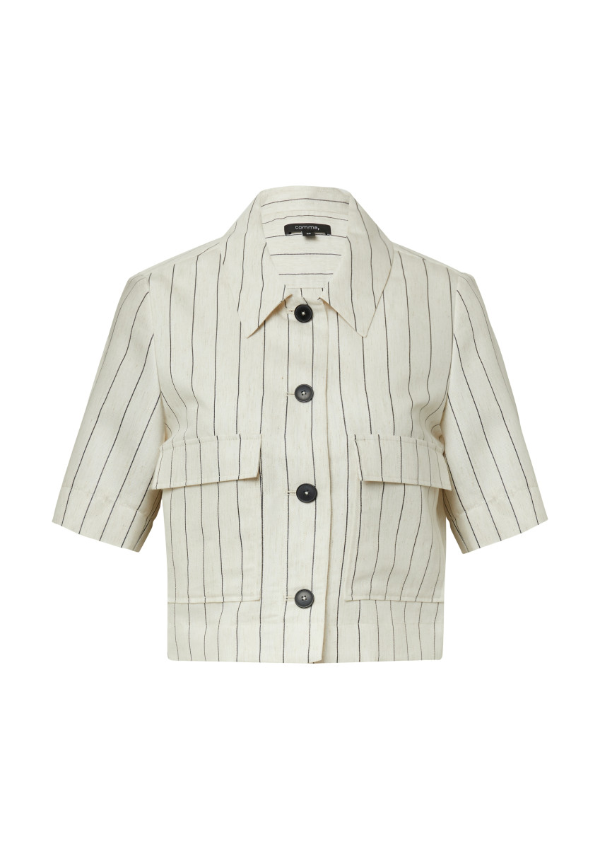 Kurzärmeliges Damen Overshirt im Leinen-mix