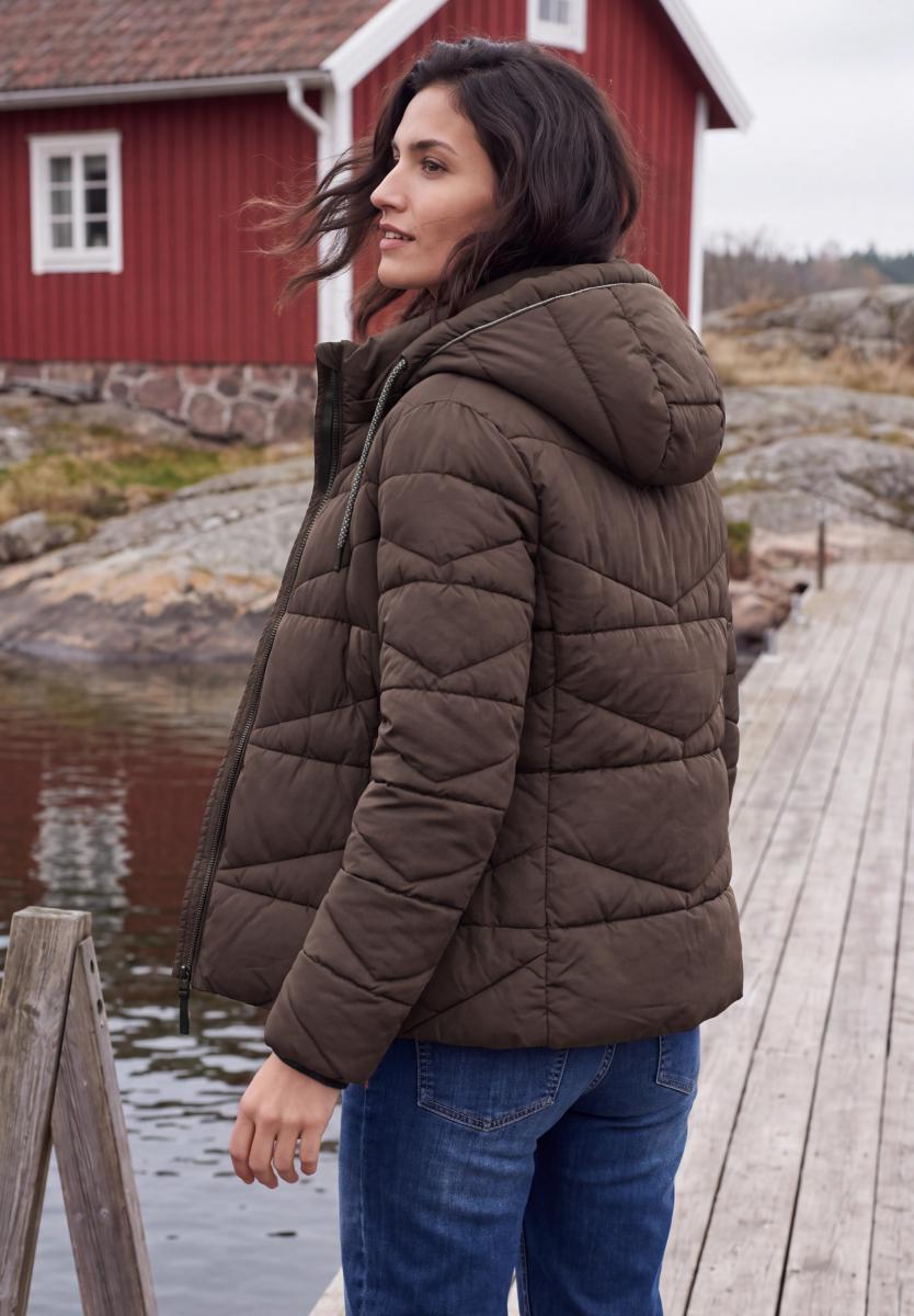 Damen Steppjacke Mit Kapuze Und Zipper