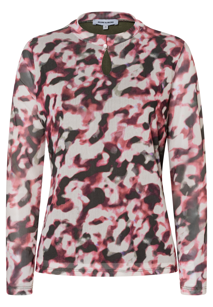 Damen Meshshirt mit Aquarell-Print