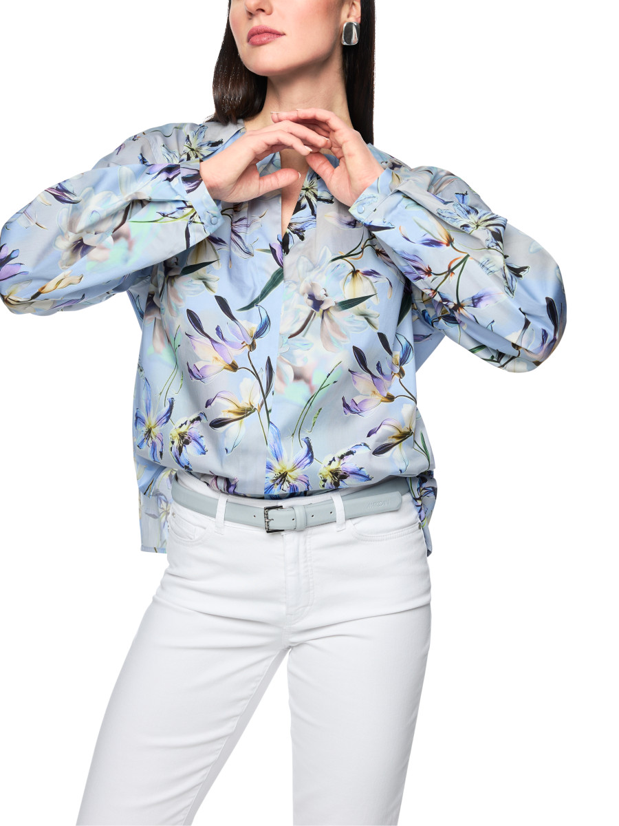 Bluse mit Allover-Lilienprint