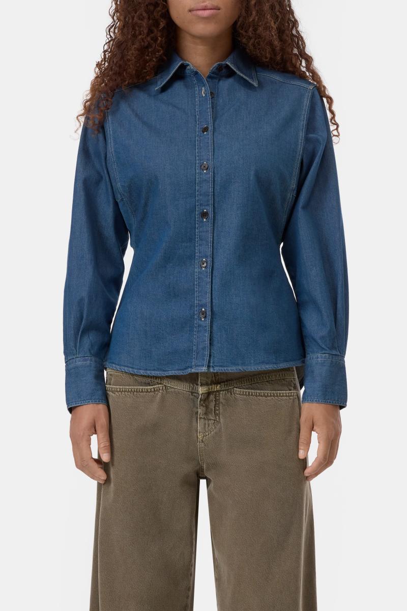 Taillierte Denim-Bluse