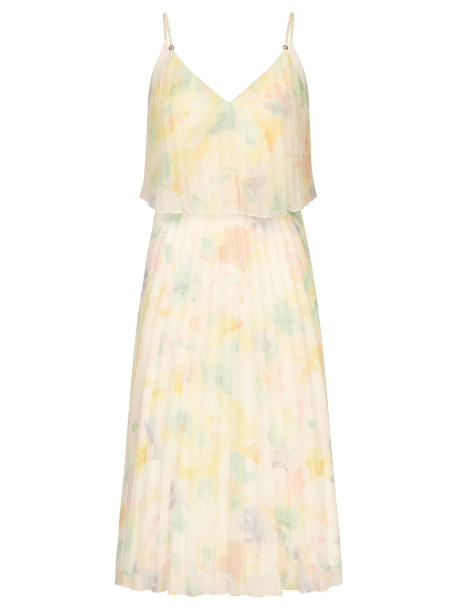 Kurzes Plisseekleid mit Allover-Print