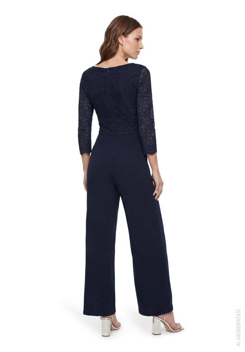 Jumpsuit mit Spitzen-Ärmeln