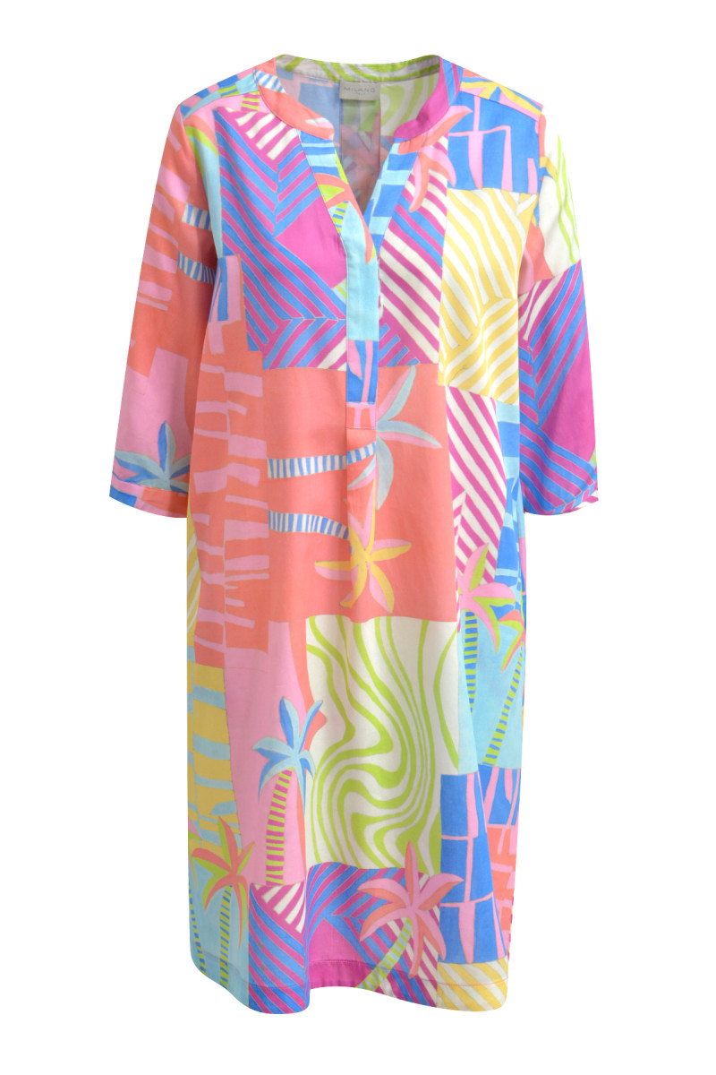 Gemustertes Kleid mit 3/4-Ärmel