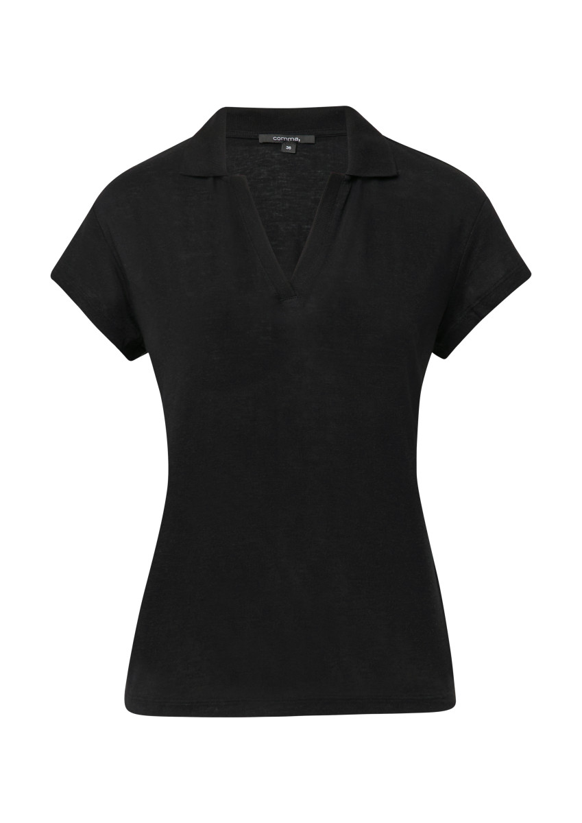 Damen Poloshirt aus Leinen-Mix