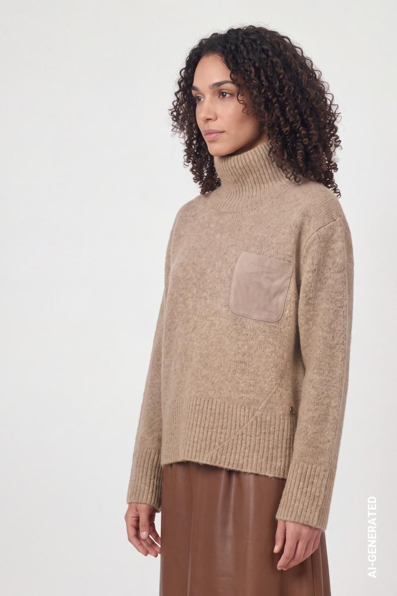 Damen Pullover Mit Brusttasche