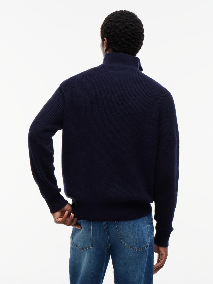 Herren Pullover Fisherman Rib Zip Mock