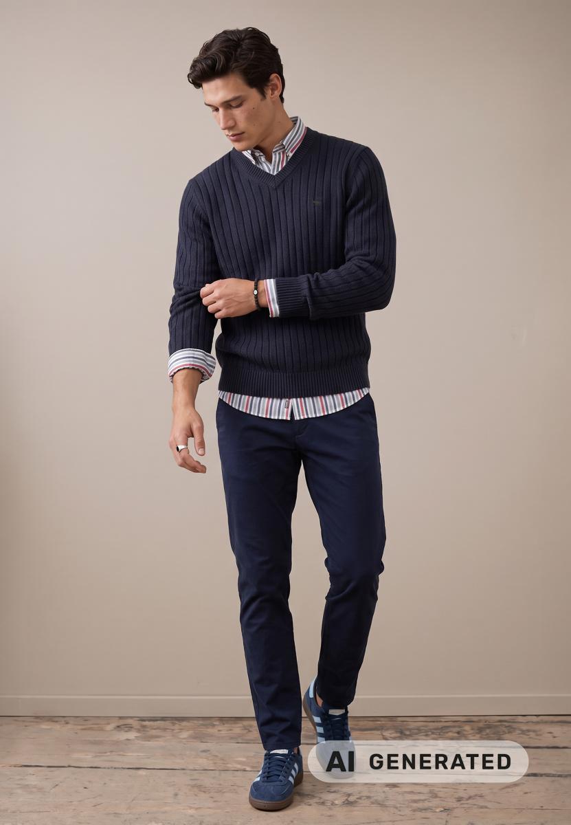 Herren Pullover Ribbed Lambswool