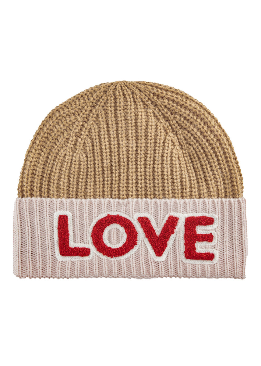 Damen Strickmütze mit LOVE-Stickerei