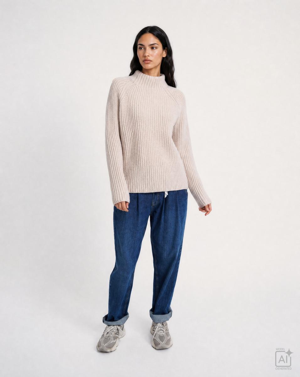 Damen Pullover High Collar
