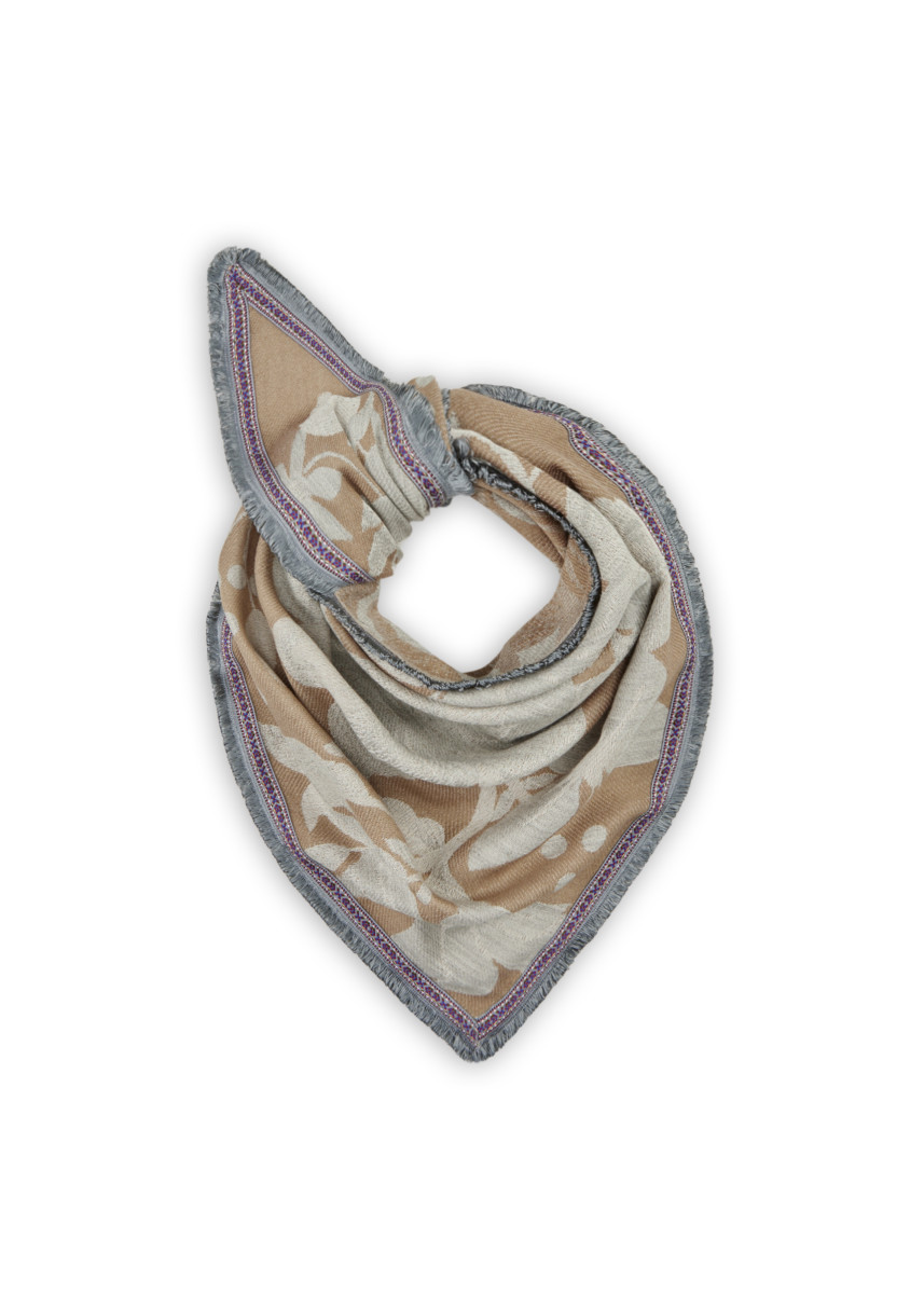 Jacquard Dreickstuch aus Acrylmischung mit floralem Motiv