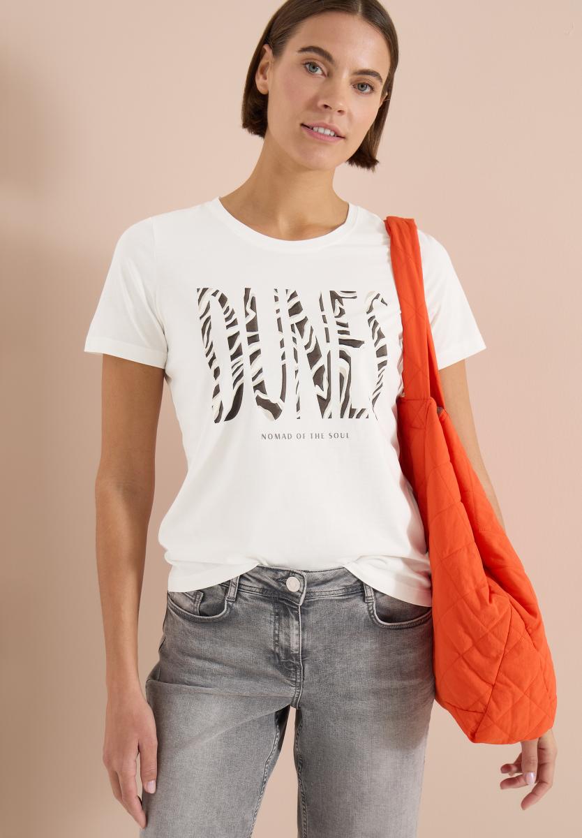 Damen T-Shirt Mit Rundhals Und Frontprint