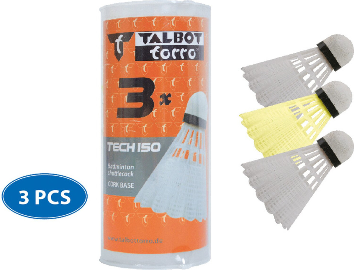 Talbot-Torro Badmintonball Tech 150, Kunststofffederball, 3er Dose