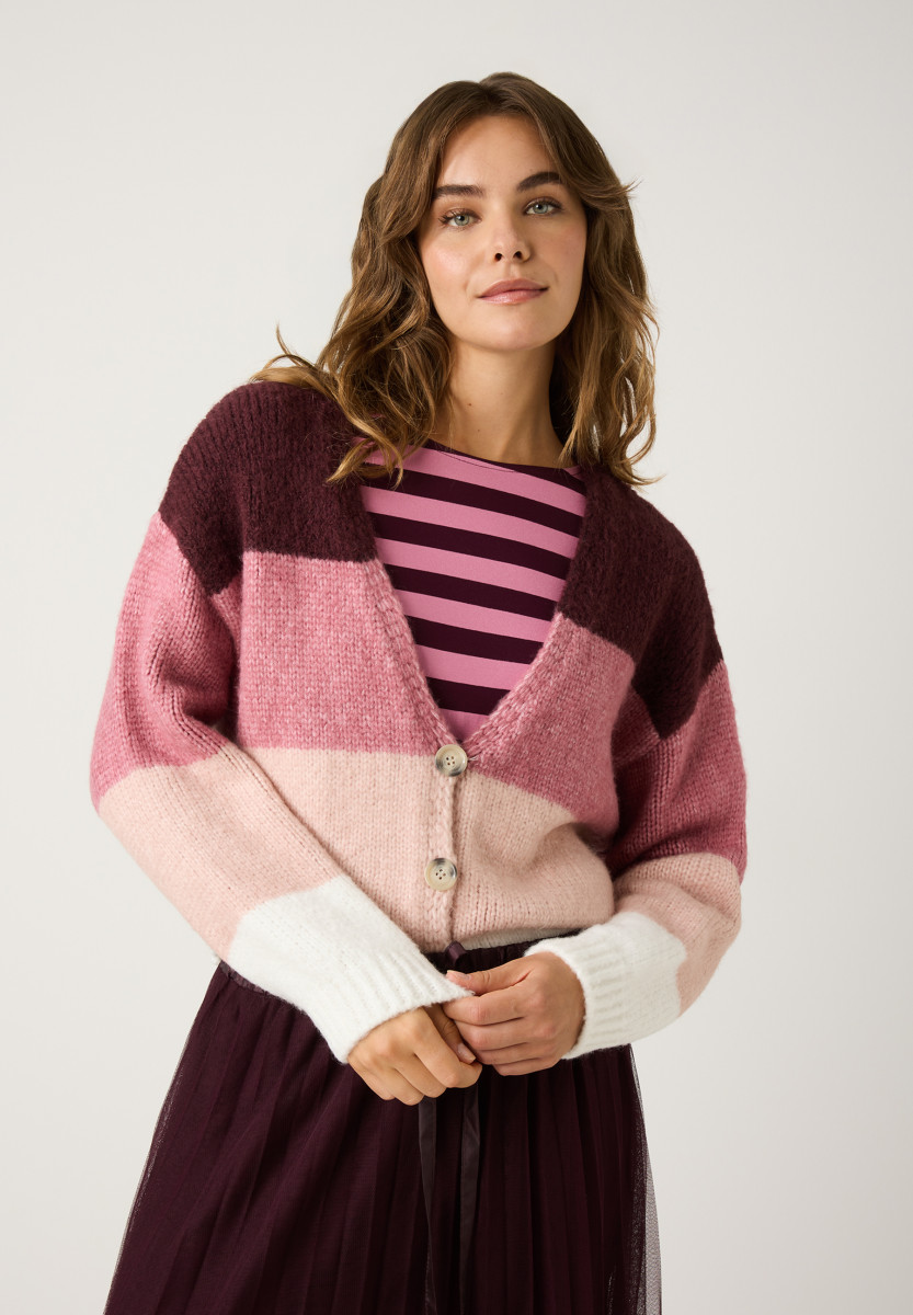 Damen Cardigan mit Blockstreifen