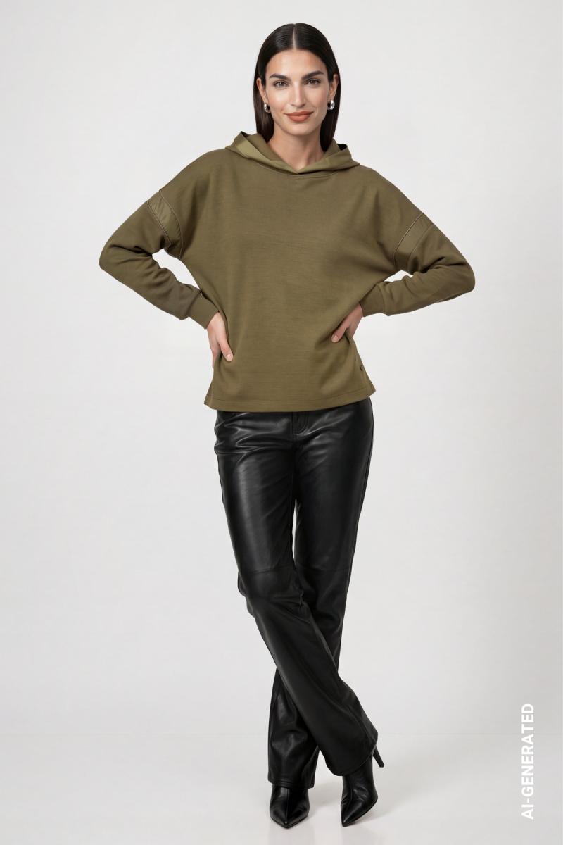 Damen Sweatshirt mit Stoffeinsatz