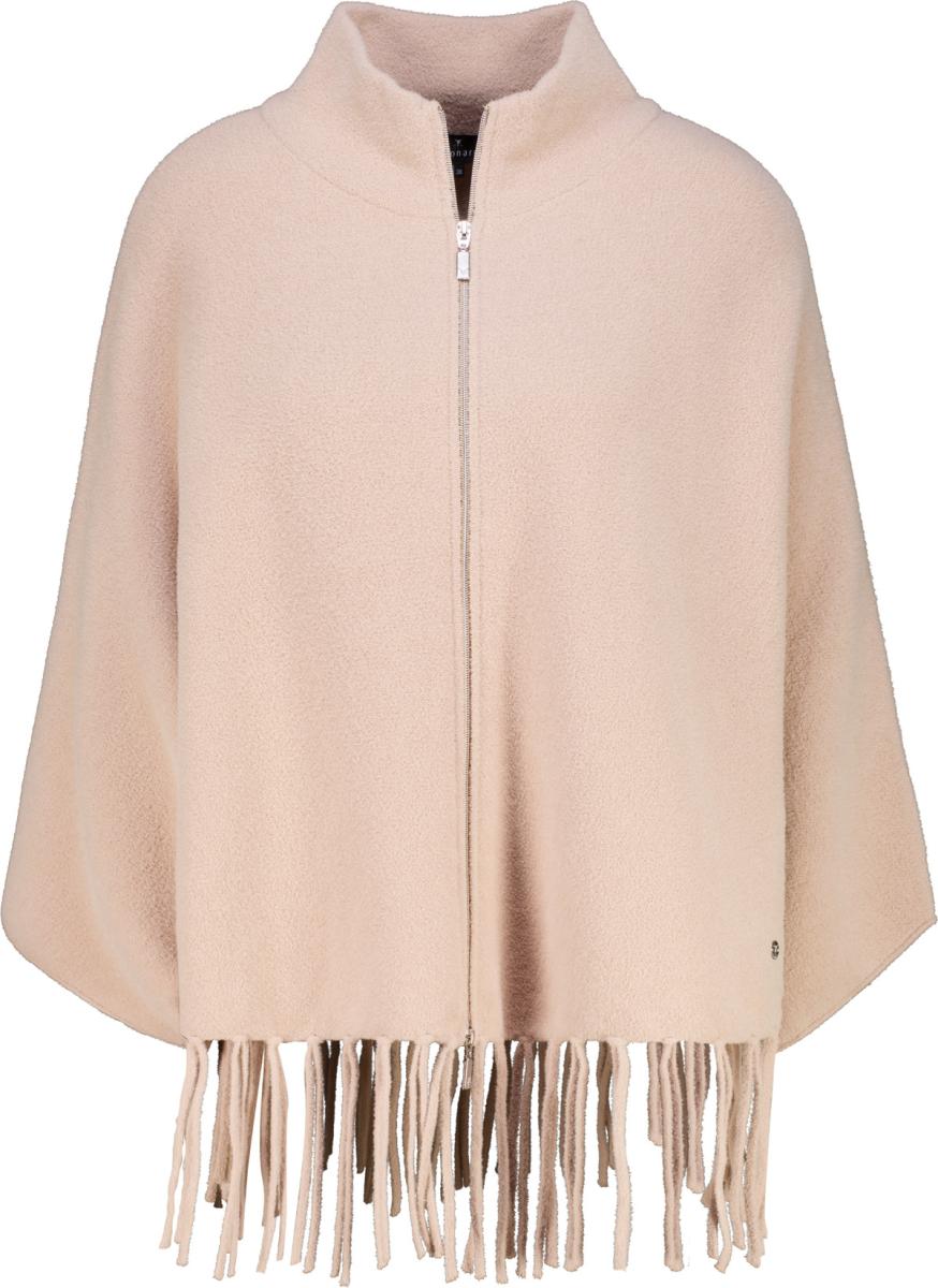 Damen Strickcape Mit Fransen