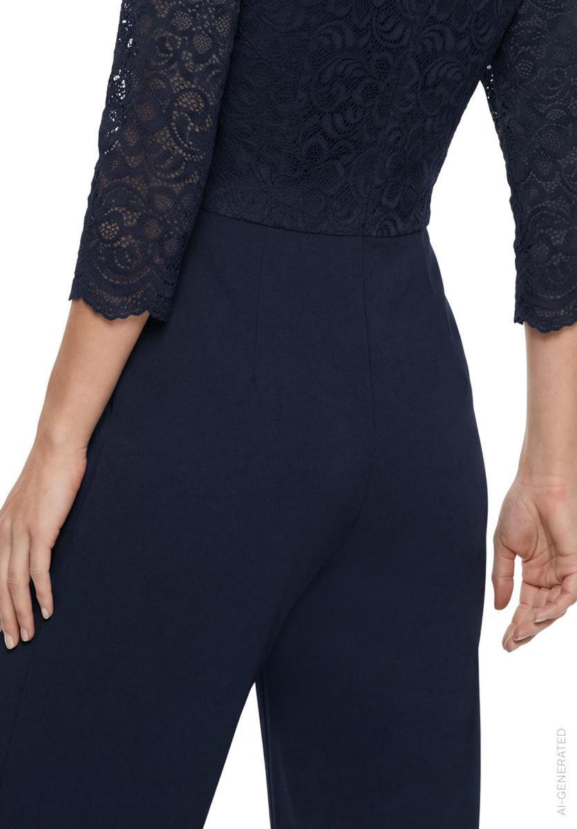 Jumpsuit mit Spitzen-Ärmeln