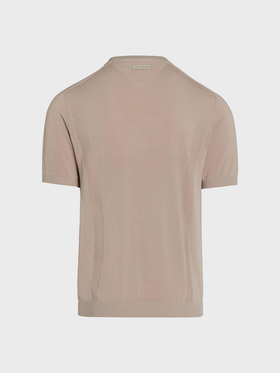 Herren Strick-T-Shirt Fino aus Baumwoll-Leinen-Mix