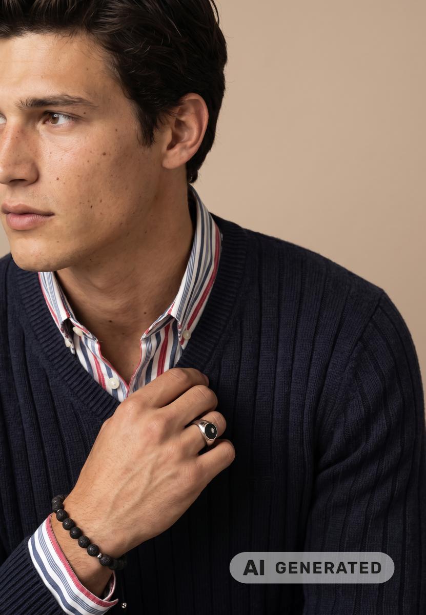 Herren Pullover Ribbed Lambswool