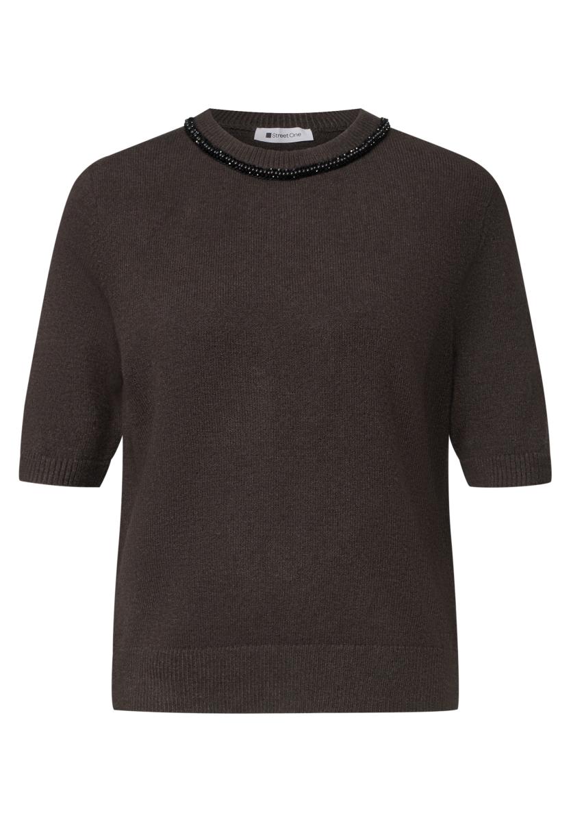 Damen Kurzarm-Pullover mit Schmuckdetail