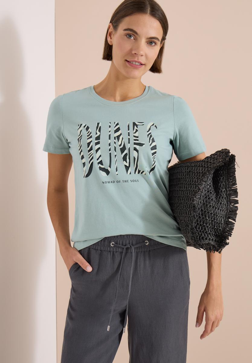 Damen T-Shirt Mit Rundhals Und Frontprint
