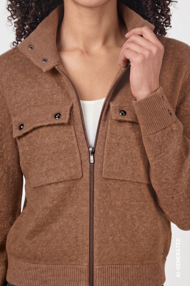 Damen Strickjacke Mit Pattentaschen