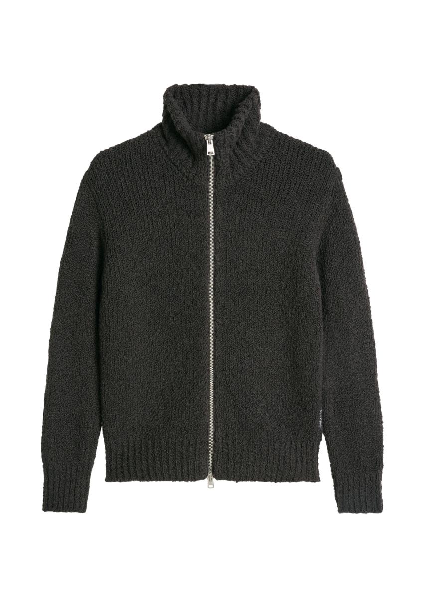 Herren Bouclé-Strickjacke