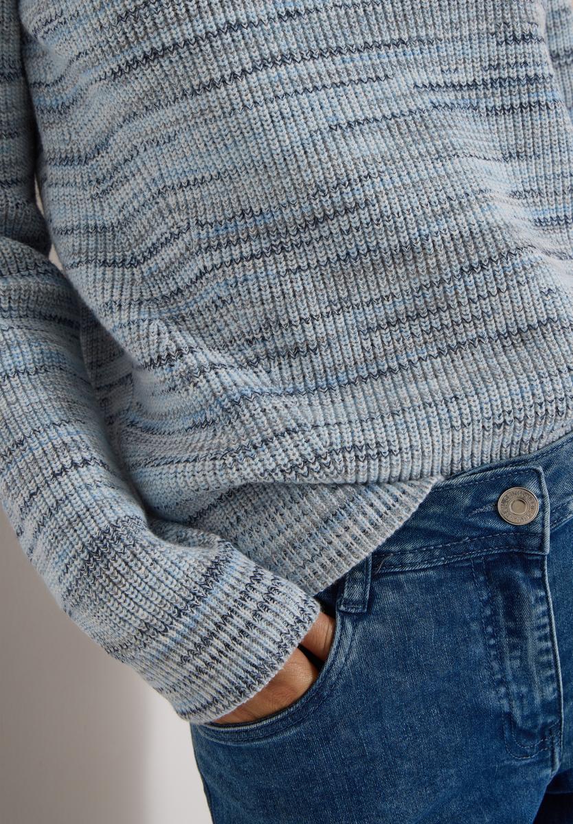Damen Pullover mit Rundhals und Space-Dye-Optik