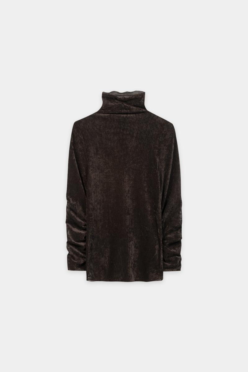 Damen Samt-Turtleneck-Shirt