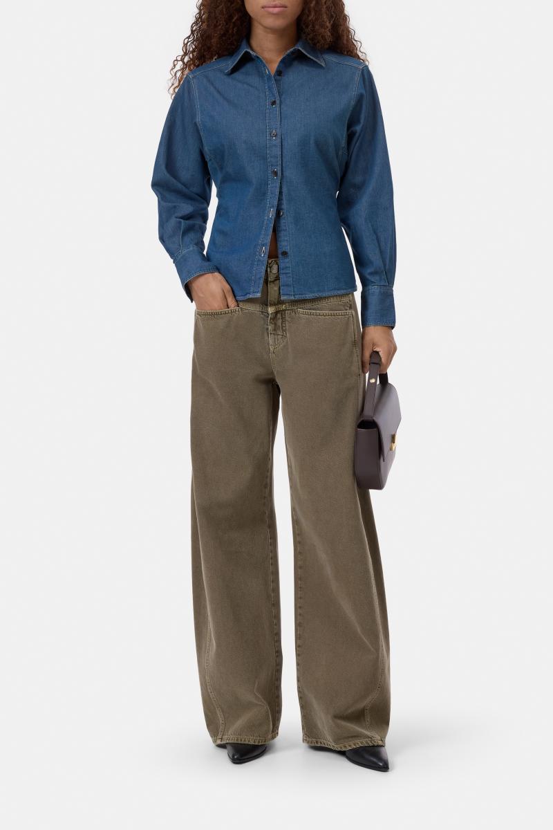 Taillierte Denim-Bluse