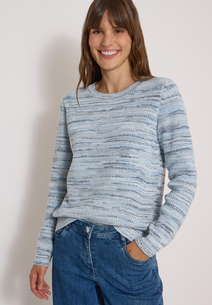 Damen Pullover mit Rundhals und Space-Dye-Optik
