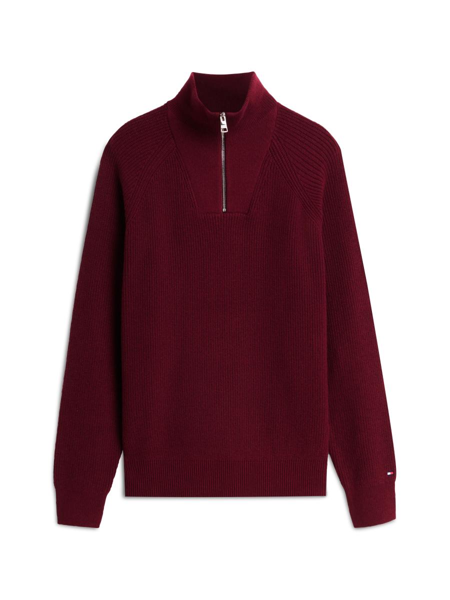 Herren Pullover Fisherman Rib Zip Mock