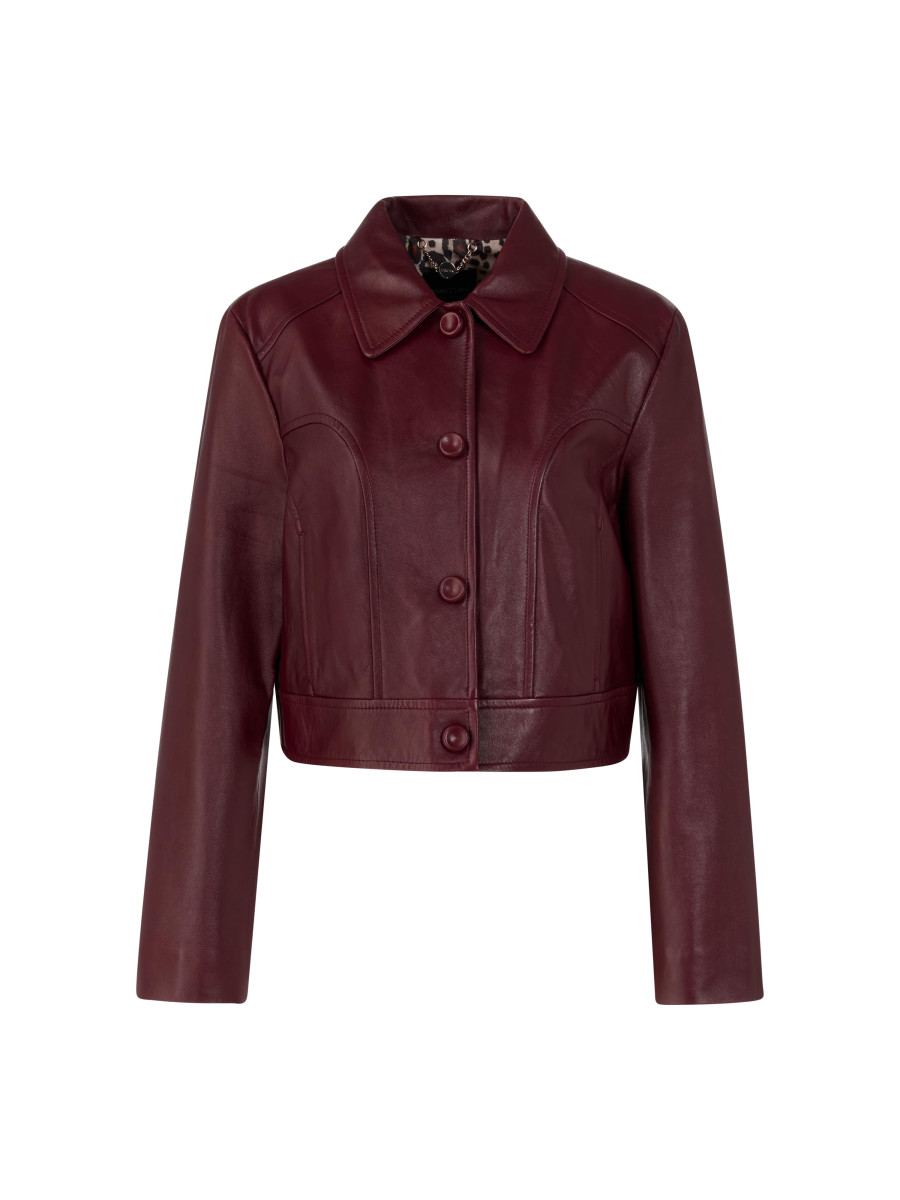 Damen Kurze Lederjacke mit Kragen