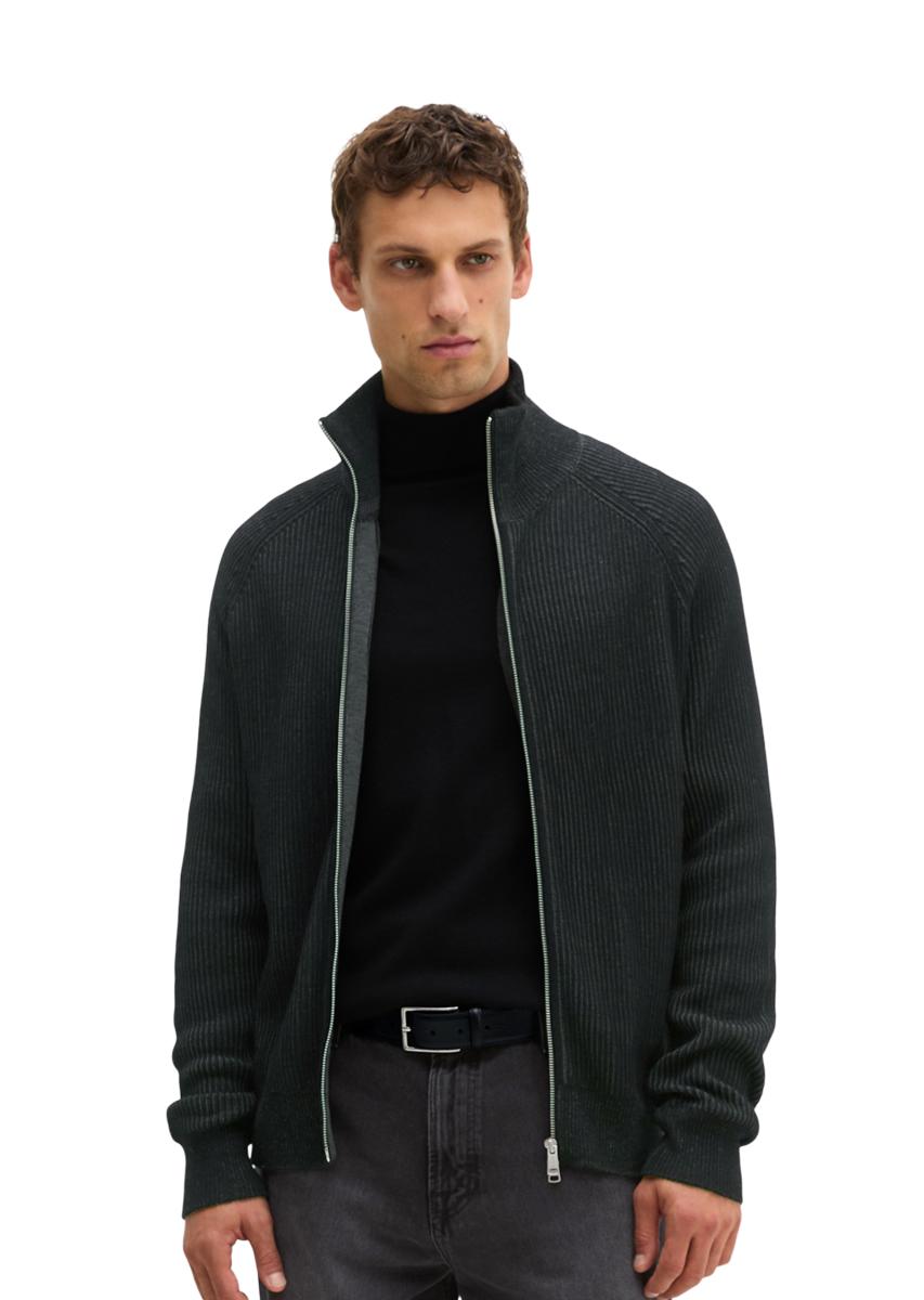 Herren Stehkragen-Strickjacke