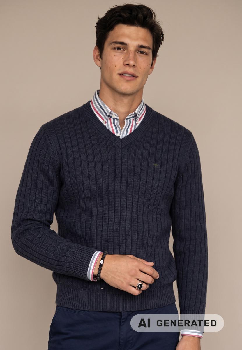 Herren Pullover Ribbed Lambswool
