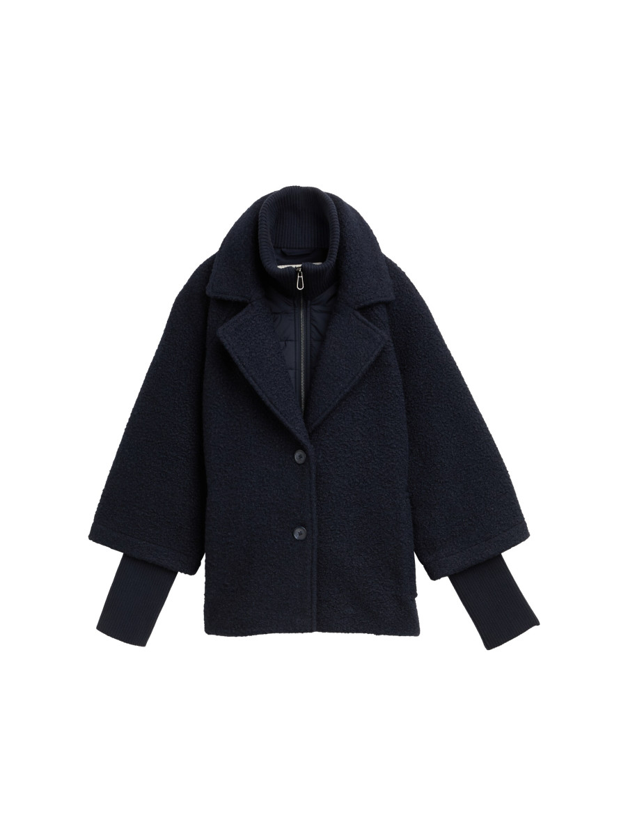 Damen Bouclé Cape-Jacke im 2-in-1-Look