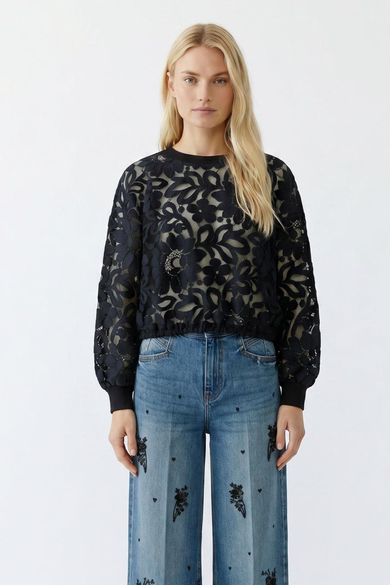 Damen Spitzenshirt