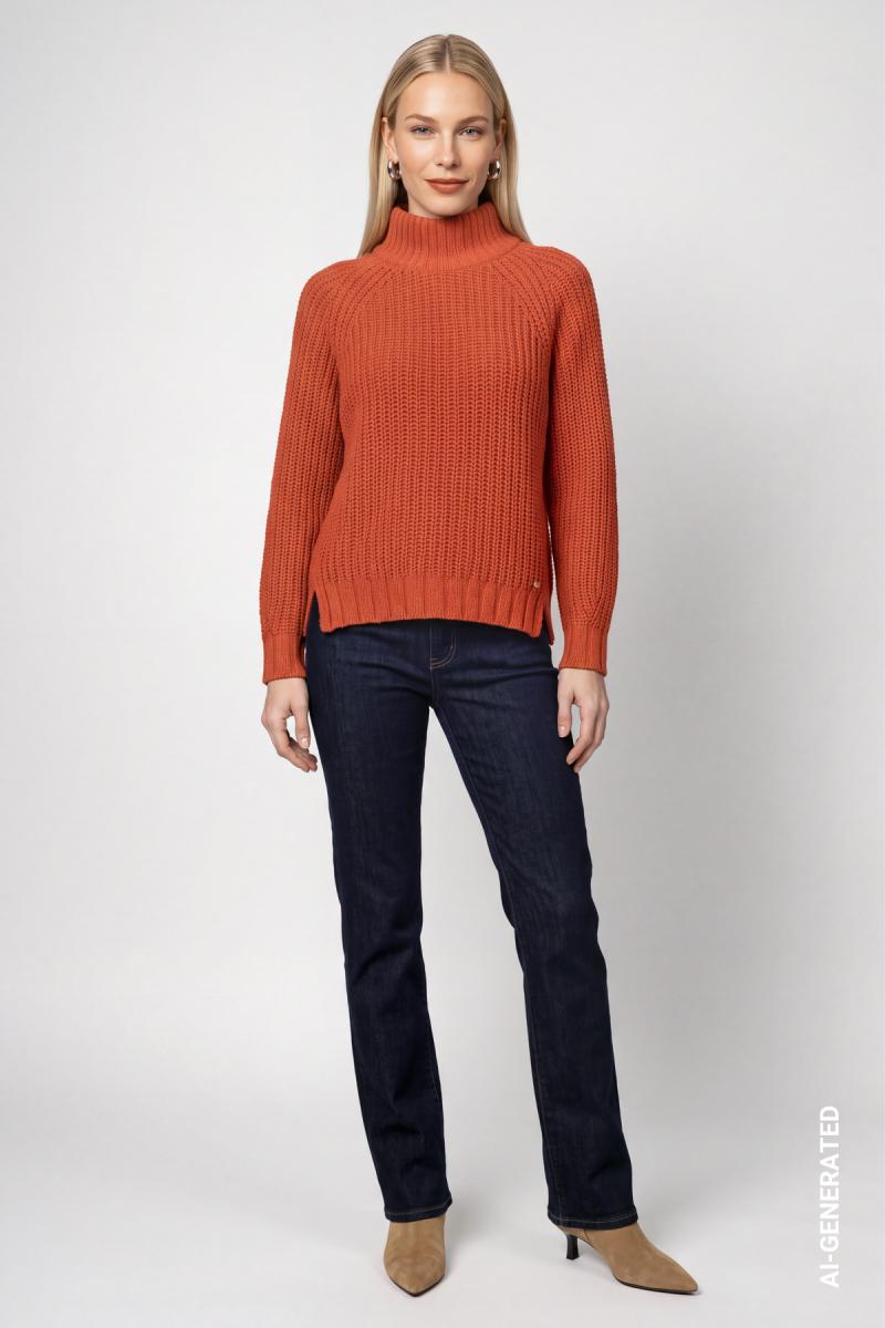 Damen Strickpullover mit Stehkragen