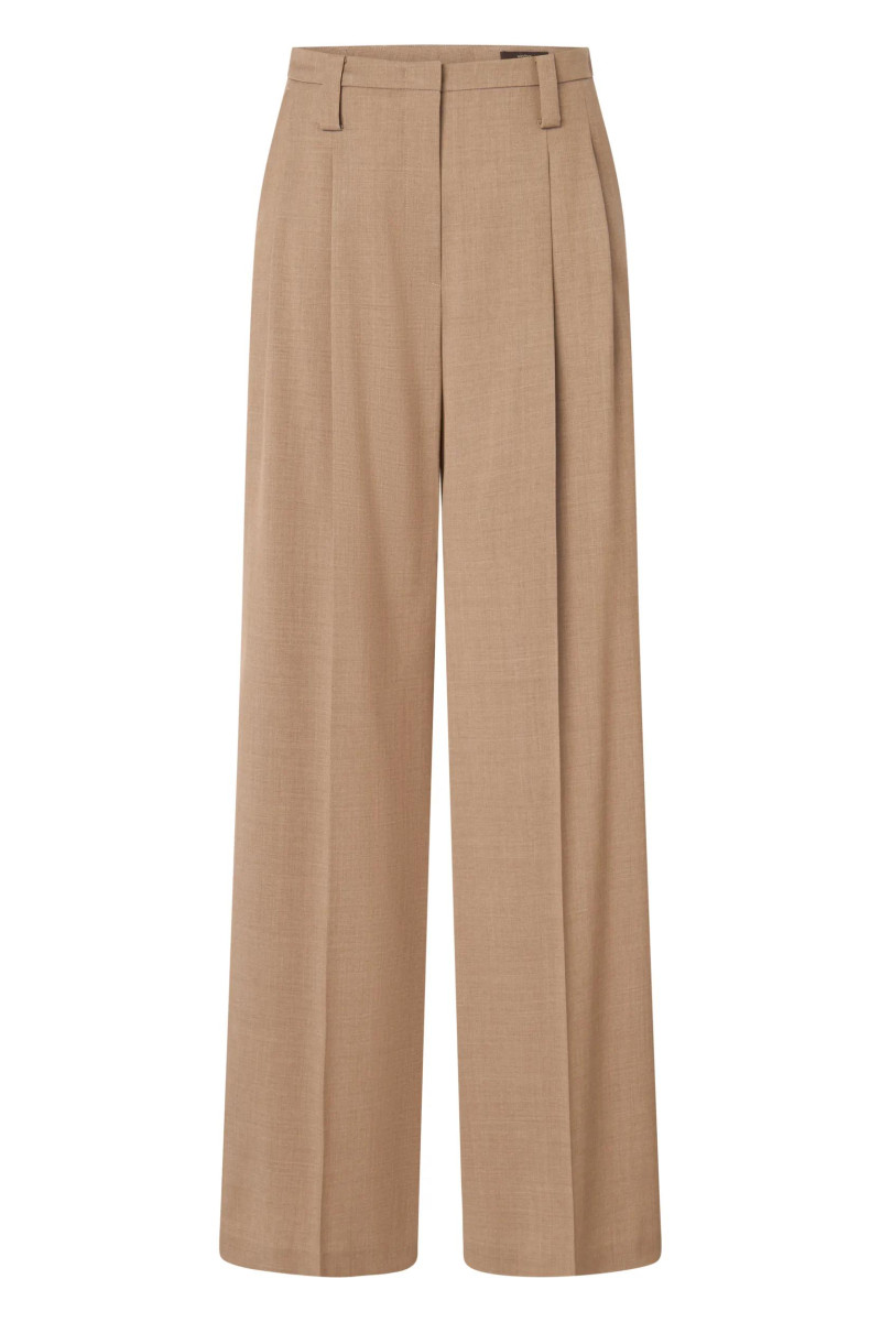 Damen Schurwoll-Bundfalten-Palazzo-Hose